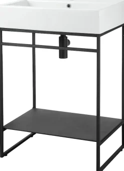 welltime Waschtisch »Loft« Badmöbel, schwarz, mit Keramikwaschbecken, Breite 60cm