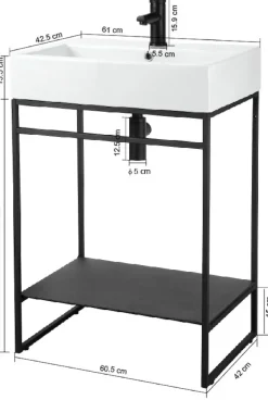 welltime Waschtisch »Loft« Badmöbel, schwarz, mit Keramikwaschbecken, Breite 60cm