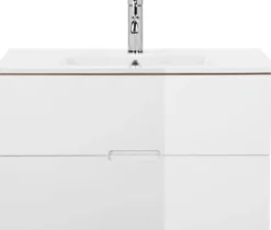 welltime Waschtisch »Lund Badezimmerschrank Unterschrank mit Becken« Set,Waschplatz mit Waschbeckenund 2 Auszügen Breite 80 cm