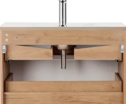 welltime Waschtisch »Lund Badezimmerschrank Unterschrank mit Becken« Set,Waschplatz mit Waschbeckenund 2 Auszügen Breite 80 cm