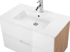 welltime Waschtisch »Lund Badezimmerschrank Unterschrank mit Becken« Set,Waschplatz mit Waschbeckenund 2 Auszügen Breite 80 cm