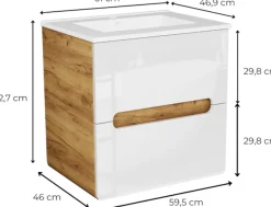 welltime Waschtisch »Lupo« Badschrank mit Waschbecken,Soft Close,in verschiedenen Breiten (60,80)