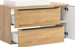 welltime Waschtisch »MAILAND, 2 Metall-Vollauszüge mit Softclose, Aufsatzbecken« Maße (B/H/T): ca. 105/65,5/47 cm,