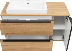 welltime Waschtisch »MAILAND, 2 Metall-Vollauszüge mit Softclose, Aufsatzbecken« Maße (B/H/T): ca. 105/65,5/47 cm,