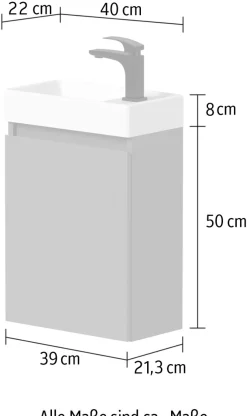 welltime Waschtisch »Mini, Badmöbel, Waschtischunterschrank inkl. Waschbecken« Breite 40cm, mit Soft-Close-Funktion, FSC®-zertifiziert