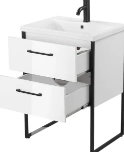 welltime Waschtisch »Paris« Breite 60cm , Badmöbel Loft Design , Metall , inkl. Waschbecken