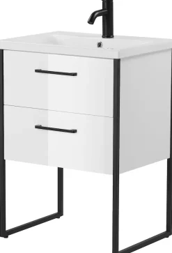 welltime Waschtisch »Paris« Breite 60cm , Badmöbel Loft Design , Metall , inkl. Waschbecken