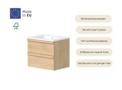 welltime Waschtisch »Pure Badmöbel Set Waschbecken mit Unterschrank« in verschiedenen Breiten, 2 Schubladen, mit Soft-Close-Funktion,FSC®