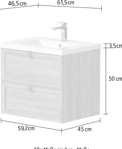 welltime Waschtisch »Rustic« mit Soft-Close-Funktion, Breite 61,5 cm, Eichenfurnier