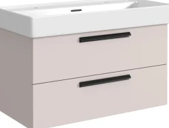 welltime Waschtisch »SALVADA, Softclose-Auszüge, Keramikbecken« Maße (B/T/H): 100/48/63 cm,Kaschmir, Lochbohrung für zwei Armaturen, Anti-Finger-Print