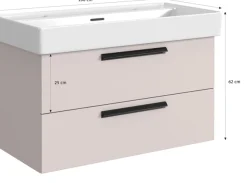 welltime Waschtisch »SALVADA, Softclose-Auszüge, Keramikbecken« Maße (B/T/H): 100/48/63 cm,Kaschmir, Lochbohrung für zwei Armaturen, Anti-Finger-Print