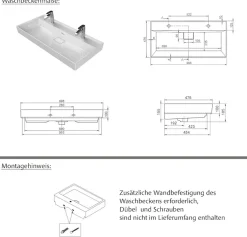 welltime Waschtisch »SALVADA, Softclose-Auszüge, Keramikbecken« Maße (B/T/H): 100/48/63 cm,Kaschmir, Lochbohrung für zwei Armaturen, Anti-Finger-Print