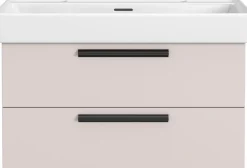welltime Waschtisch »SALVADA, Softclose-Auszüge, Keramikbecken« Maße (B/T/H): 100/48/63 cm,Kaschmir, Lochbohrung für zwei Armaturen, Anti-Finger-Print