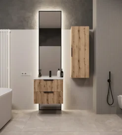 welltime Waschtisch »TIBU mit Waschbecken. 2 Schubladen. 2 Breiten (60/80cm) und 4 Farben« Badschrank mit Waschbecken, Softclose, Maße B/H/T: 61/53/47 cm