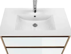 welltime Waschtisch »Torun Badezimmerschrank Unterschrank mit Glasfronten und Softclose« Set,Waschplatz mit 2 Schubladen und Waschbecken Breite 80 cm