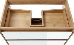 welltime Waschtisch »Torun Badezimmerschrank Unterschrank mit Glasfronten und Softclose« Set,Waschplatz mit 2 Schubladen und Waschbecken Breite 80 cm
