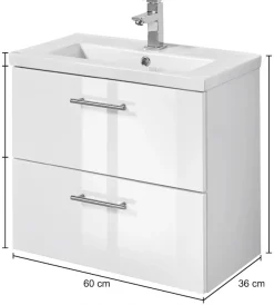 welltime Waschtisch »Trento, verschiedene Ausführungen und Farben« Breite 60 cm, Tiefe 36 cm, SlimLine Badmöbel, Waschplatz