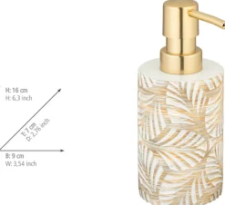 WENKO Badaccessoire-Set »Modell Terralba« Seifenspender und Zahnbürstenhalter aus Polyresin, Blätter-Struktur