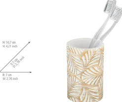 WENKO Badaccessoire-Set »Modell Terralba« Seifenspender und Zahnbürstenhalter aus Polyresin, Blätter-Struktur