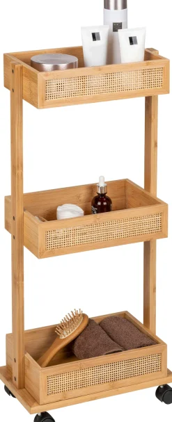 WENKO Badregal »Allegre« Wagen, aus Bambus und Rattan