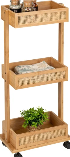 WENKO Badregal »Allegre« Wagen, aus Bambus und Rattan