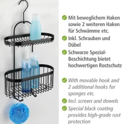 WENKO Badregal »Classic Plus Black« 1 Ablage, 1 Korb
