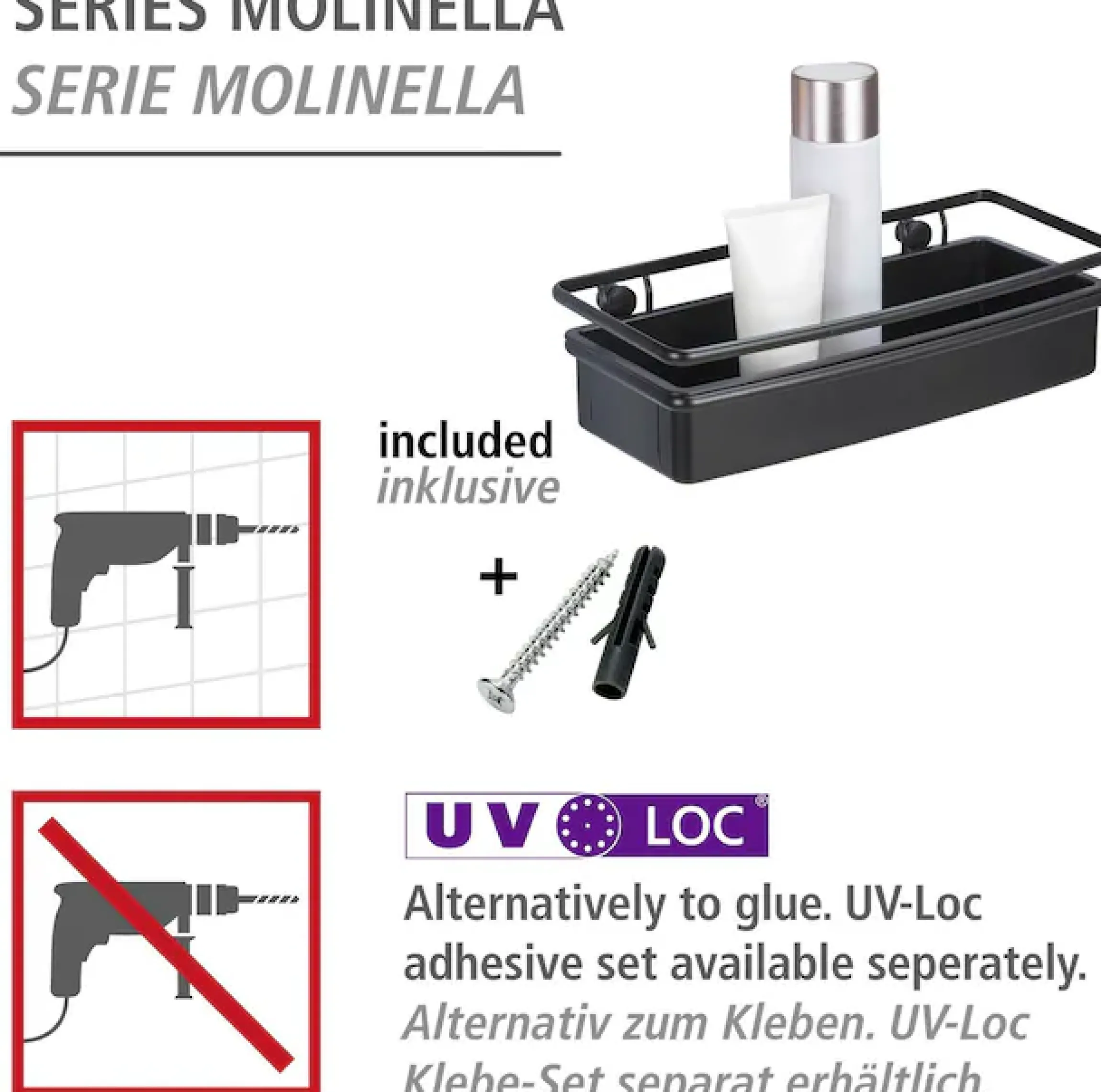 WENKO Badregal »Molinella« zur Wandmontage, extra tief