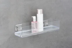 WENKO Badregal »Vacuum-Loc Quadro« aus Kunststoff, Edelstahl-Halterung, Befestigen ohne Bohren