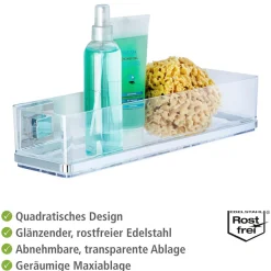 WENKO Badregal »Vacuum-Loc Quadro« aus Kunststoff, Edelstahl-Halterung, Befestigen ohne Bohren