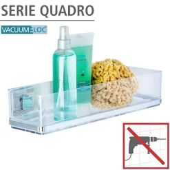 WENKO Badregal »Vacuum-Loc Quadro« aus Kunststoff, Edelstahl-Halterung, Befestigen ohne Bohren
