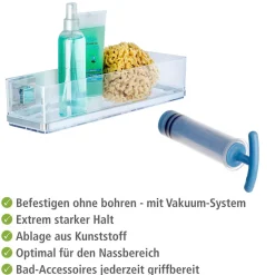 WENKO Badregal »Vacuum-Loc Quadro« aus Kunststoff, Edelstahl-Halterung, Befestigen ohne Bohren
