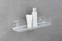 WENKO Badregal »Vacuum-Loc Quadro« aus Kunststoff, Edelstahl-Halterung, Befestigen ohne Bohren