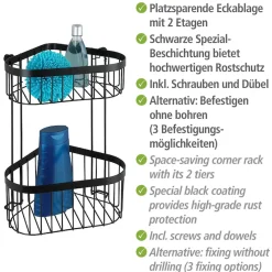 WENKO Eckregal »Classic Plus Black« 1 Ablage, 1 Korb