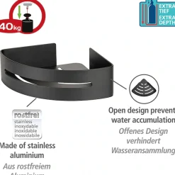 WENKO Eckregal »Turbo-Loc® Modell Bivio« aus Aluminium für Shampoo, rostfrei, Befestigen ohne Bohren