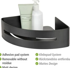WENKO Eckregal »Turbo-Loc® Modell Bivio« aus Aluminium für Shampoo, rostfrei, Befestigen ohne Bohren