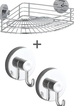 WENKO Eckregal »Vacuum-Loc® Modell Bari« 3 Stk. tlg. fürs Badezimmer mit 2 Haken, Befestigen ohne Bohren
