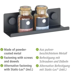 WENKO Gewürzregal »Modell Jet« Regal für die Wand, Industrial Style, pulverbeschichtetes Metall