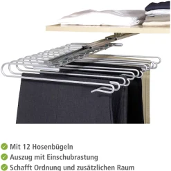 WENKO Hosenauszug »Modell Universal« Schrankauszugfür 12 Hosen, Hosenhalter für den Kleiderschrank