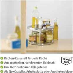 WENKO Küchenkarussell »Modell Duo« drehbares Schrankrondell, 2 Etagen, für Gewürze und Vorräte, Edelstahl