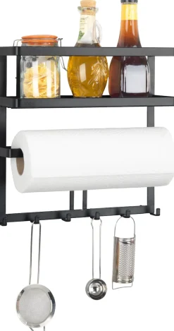 WENKO Küchenregal »Modell Gala« Set,mit Küchenrollenhalter & Reling inkl. 6 Haken, Industrial Style