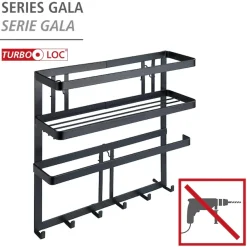 WENKO Küchenregal »Modell Gala« Set,mit Küchenrollenhalter & Reling inkl. 6 Haken, Industrial Style