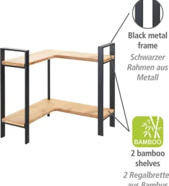 WENKO Küchenregal »Modell Lou« 2 Ablagen aus Bambus, stehendes Küchen-Eckregal für die Arbeitsplatte
