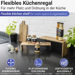 WENKO Küchenregal »Modell Vali Akazie« 2 Stk. tlg. Regal aus Akazienholz für die Arbeitsfläche, flexibel kombinierbar
