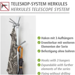 WENKO Kleiderhaken »Modell Herkules« Haken mit 3 Aufhängern, Erweiterung zum WENKO Herkules Teleskop-System