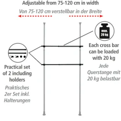 WENKO Kleiderstange »Herkules« 2 Stk. tlg. ausziehbar bis 120 cm
