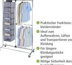 WENKO Kleiderständer »Modell Profissimo« Garderobenständer mit 4 Rollen und verstellbaren Kleiderstangen