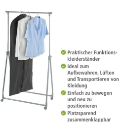 WENKO Kleiderständer stufenlos höhenverstellbar (99-167 cm), mit 4 Rollen, Tragkraft 40 kg