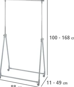WENKO Kleiderständer stufenlos höhenverstellbar (99-167 cm), mit 4 Rollen, Tragkraft 40 kg