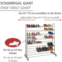 WENKO Schuhregal »Modell Giant« für bis zu 42 Paar Schuhe, ausziehbar und fahrbar, mit 4 Rollen