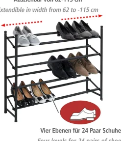 WENKO Schuhregal »Modell Hero« ausziehbar, 62 bis 115 cm, für 24 Paar Schuhe, Anti-Rutsch Oberfläche